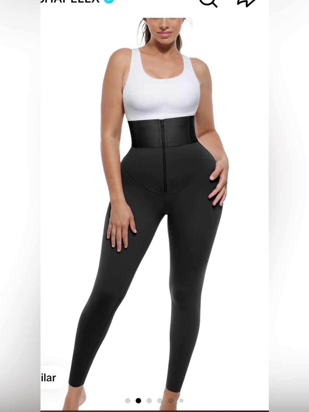 Shapellx High Waist Black Shapewear Leggings with Waist Trainer